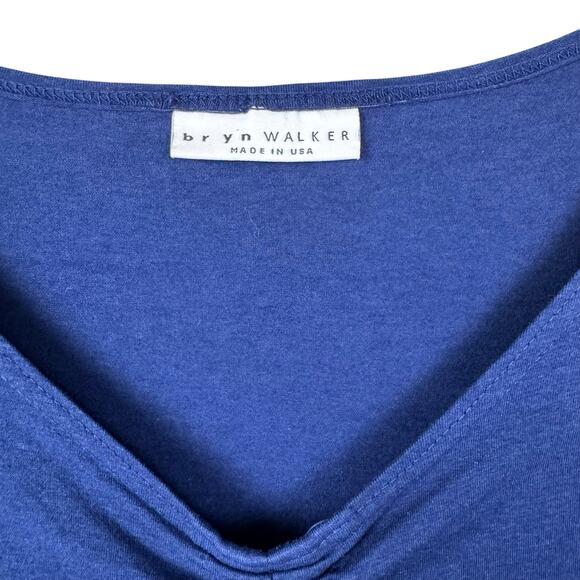 Bryn Walker Josie Tunic Navy Blue Cinched Front V-neck Bamboo Knit Tunic Top - Picture 12 of 16